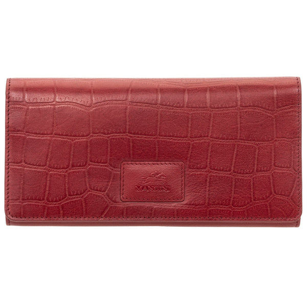 Mancini CROCO RFID Secure Trifold Wallet - Red