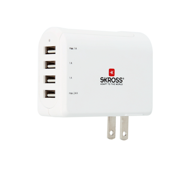 SKROSS US Chargeurs USB - 4 ports - Blanc