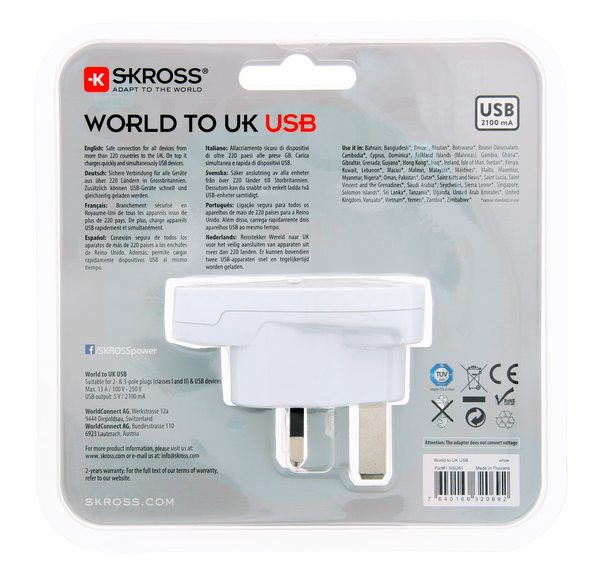SKROSS Adaptateur pour Angleterre USB