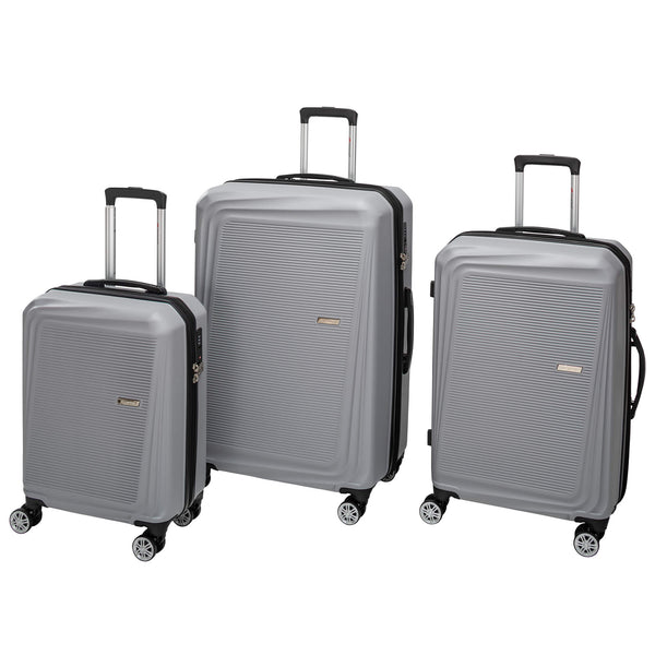Mancini Sydney Collection 3-Piece Lightweight Spinner Luggage Set - Grey