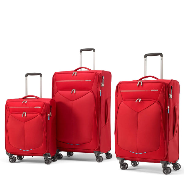 American Tourister Fly Light Ensemble de 3 valises extensibles spinner - Rouge