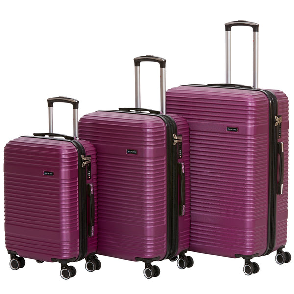 Mancini Perth Collection Lightweight Spinner Luggage Set - Purple